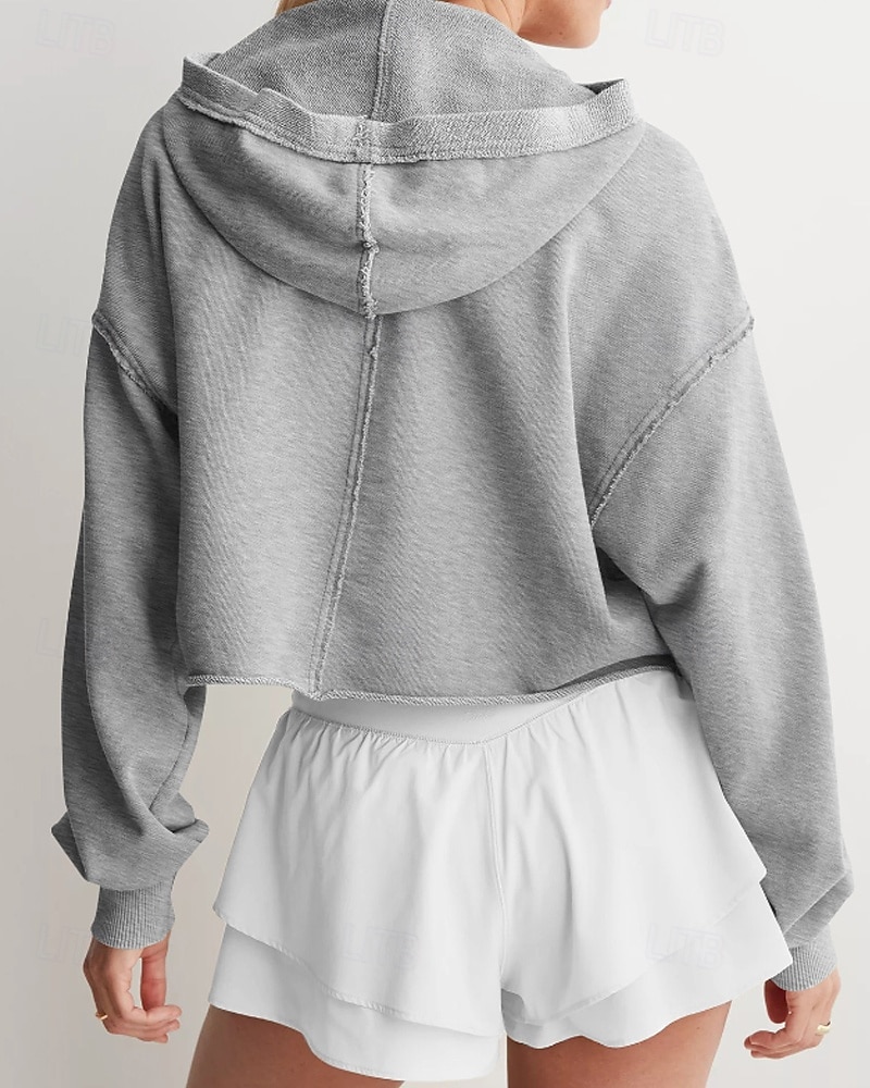 Per donna Felpa con cappuccio Felpe con cappuccio Semplice Streetwear Casual Manica Lunga Con Cappuccio Top Regolari Streetwear Ferie Nero Fucsia Grigio chiaro Autunno Inverno del 2025 a $26.99 –P4