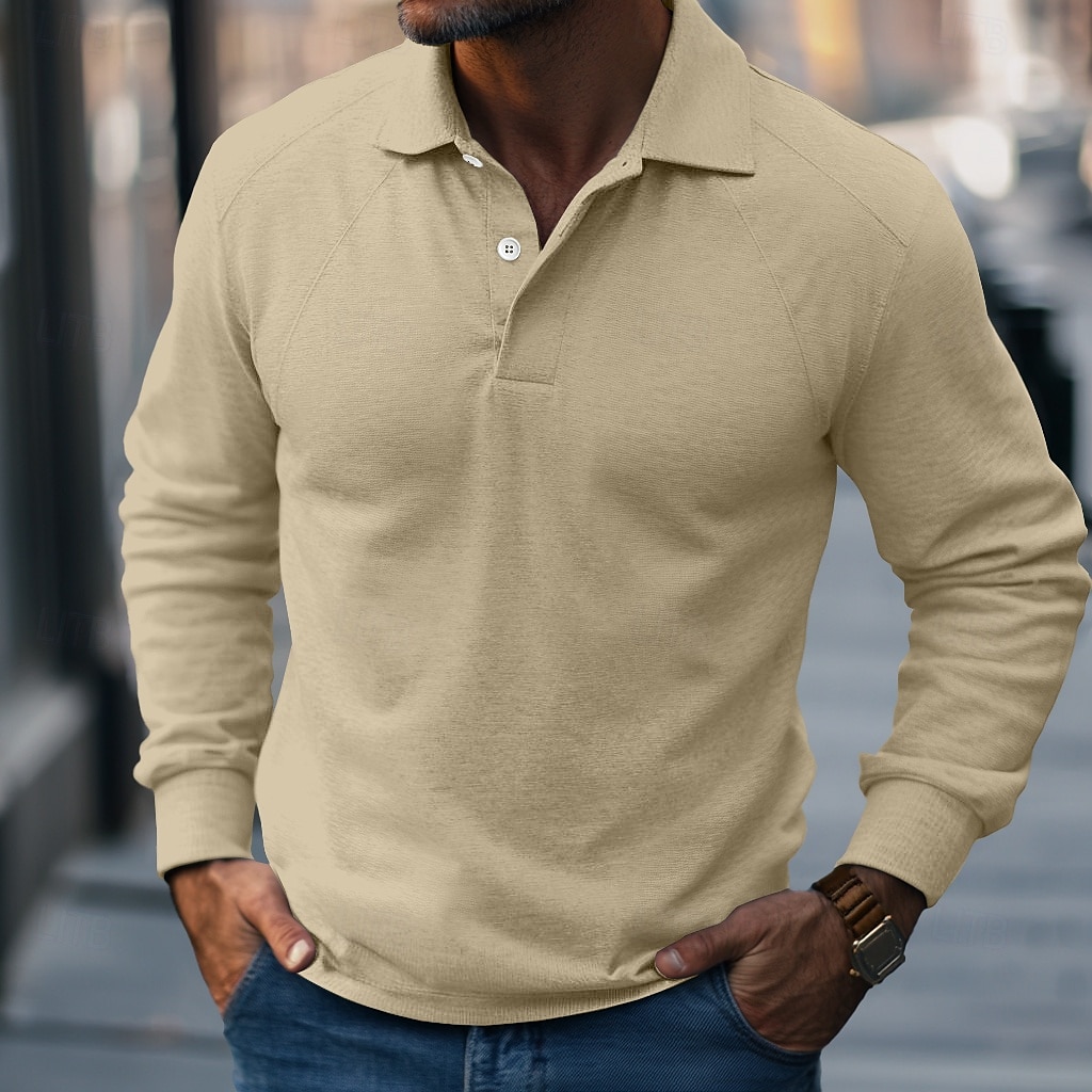 Miesten College Button Up -huppari Musta Valkoinen Apila Khaki Harmaa Kauluskäänne Tavallinen Tilkkutäkki Urheilu ja ulkoilu Kausaliteetti Päivittäin Katutyyli Tyylikäs Suunnittelija 봄 & Syksy 2025 - $25.99 –P2