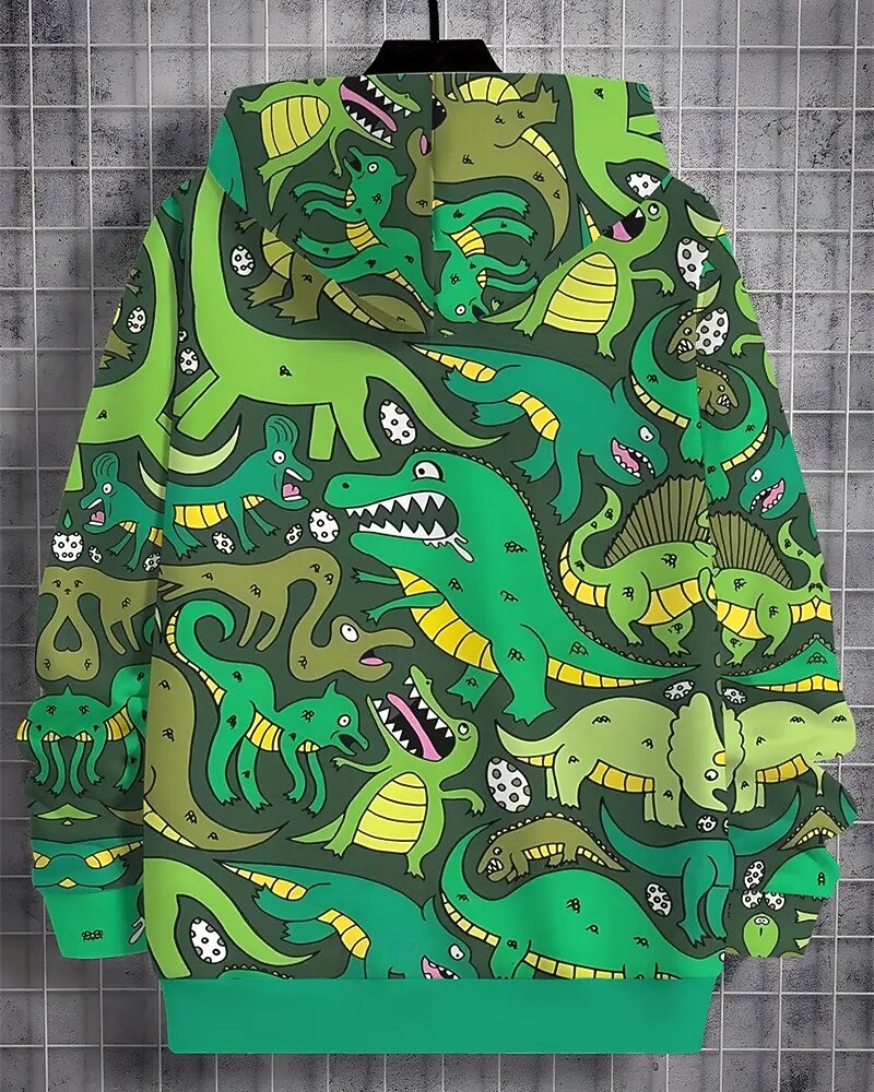 Pojkar 3D Dinosaurie Huvtröja Långärmad Vår Höst Mode Streetwear Barn 4-12 år Huva Utomhus Ledigt Dagligen Normal 2025 - $18.99 –P2