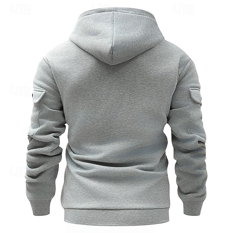 Муж. Толстовка Толстовка на пуговицах Толстовка из флиса Тактическая толстовка Черный Бордовый Темно синий Синий Хаки Капюшон Полотняное плетение Мульти карман 2025 - $23.99 –P8