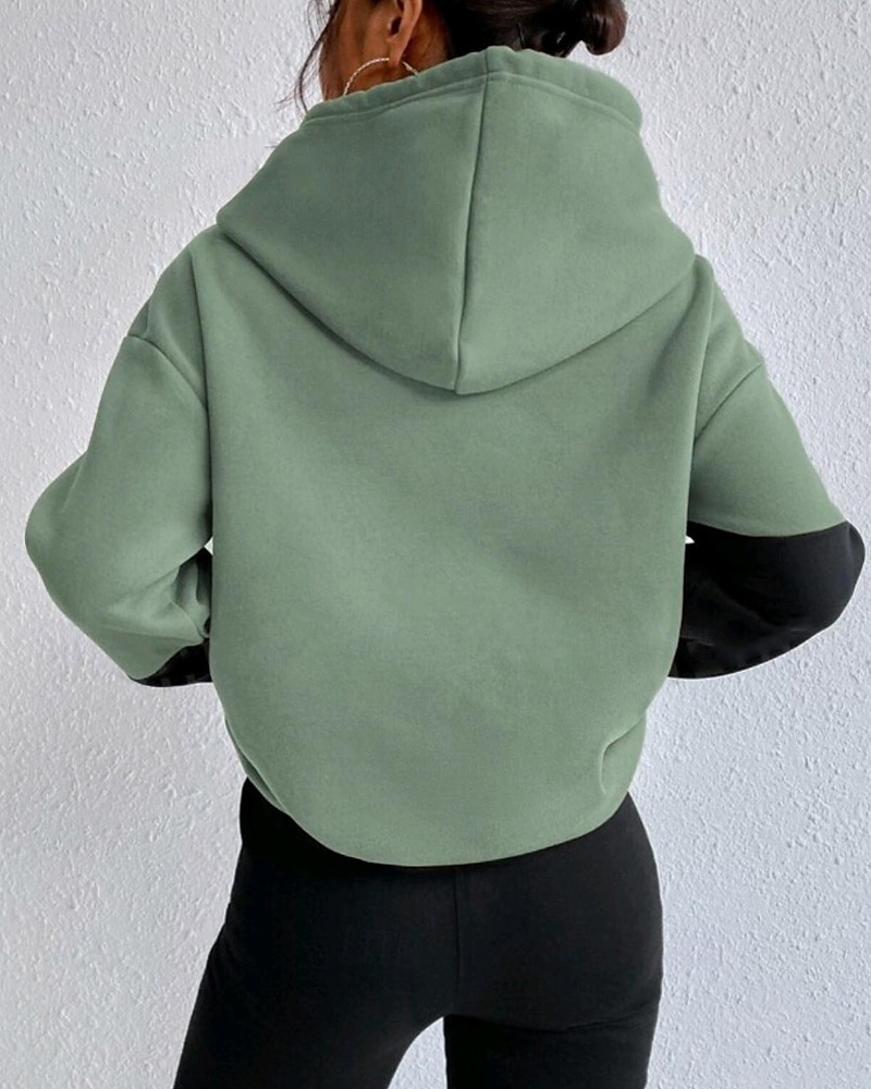 Mulheres Pulôver Moletom Com Capuz Bloco de cor Roupa de rua Casual Manga Longa Com Capuz Tops regulares Rua Para Noite Patchwork Rosa Verde Bege Outono Inverno de 2025 por $26.99 –P5