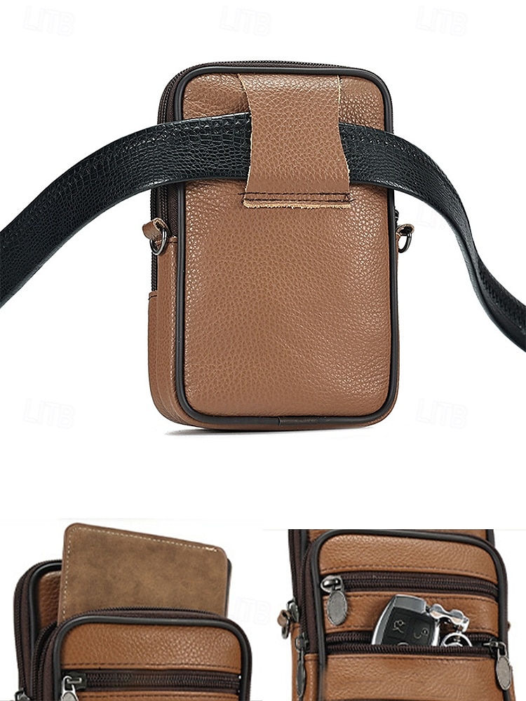 Geantă de umăr crossbody din piele pentru bărbați, cu design multi-buzunare, geantă mică de călătorie și geantă de talie pentru uz zilnic casual și activități în aer liber 2026 - $14.99 –P9
