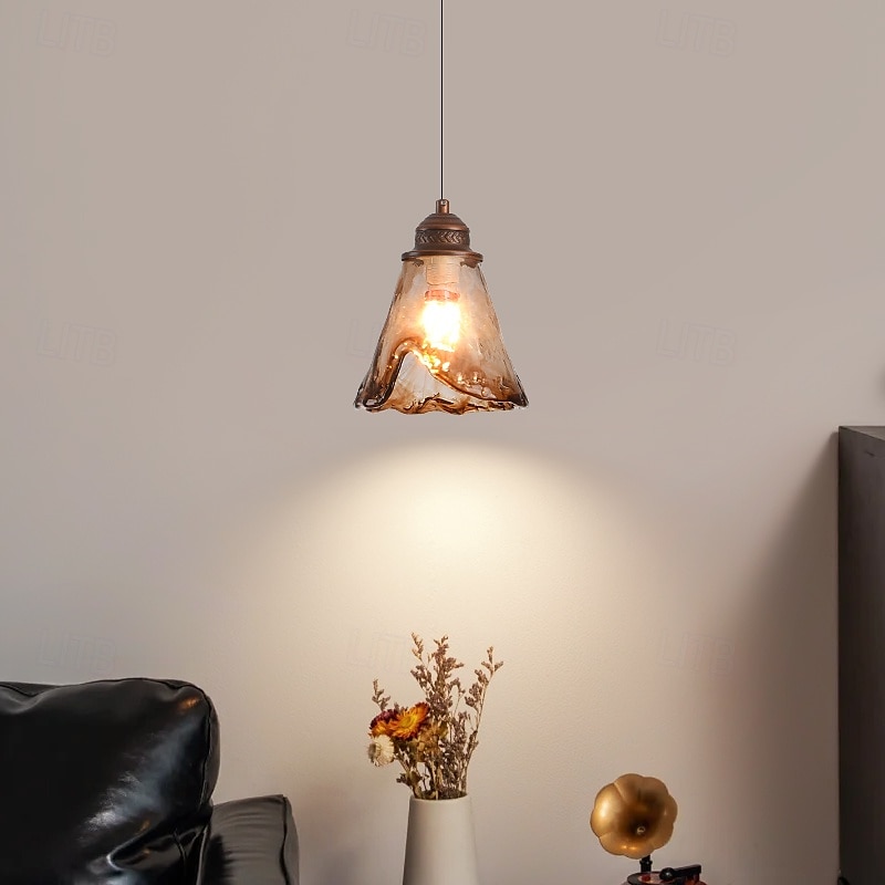 Nordic Style Retro Brown Single-Head Mini Pendant Lighting, Creative Cognac Color Clear Glass Lampshade Chandelier, Simple Metal Lamp Holder Hanging Lamp 2025 - $121.99 –P1