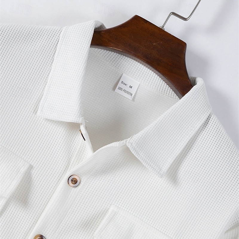 Homme Veste Légère Veste gaufrée Veste Décontractée Vacances Quotidien Respirant Avec Poches Printemps Automne Uni Mode Classique Revers Régulier Noir Blanche Vin Vert foncé Kaki Veste de 2025 ? $26.99 –P5