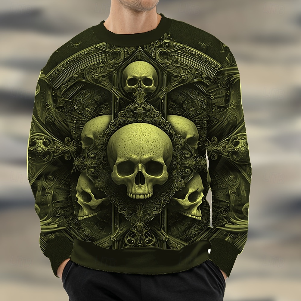 Halloween Pánské Lebky Mikina Mikina Mikina s kapucí Tričkový Na běžné nošení 3D tisk Černá Žlutá Výstřih ke krku 3D tisk 3D Celý rok Návrhář 2025 - $26.99 –P5
