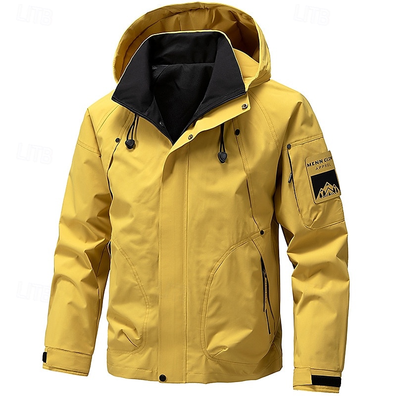 Bărbați Palton Sport Haină ploaie Μπουφάν πεζοπορίας În aer liber Casual Impermeabil Αντιανεμικό Fermoar Buzunar Primăvara & toamnă Culoare solidă Modă Șic Stradă Capișon Regulat Negru Alb Galben 2026 - $41.99 –P4