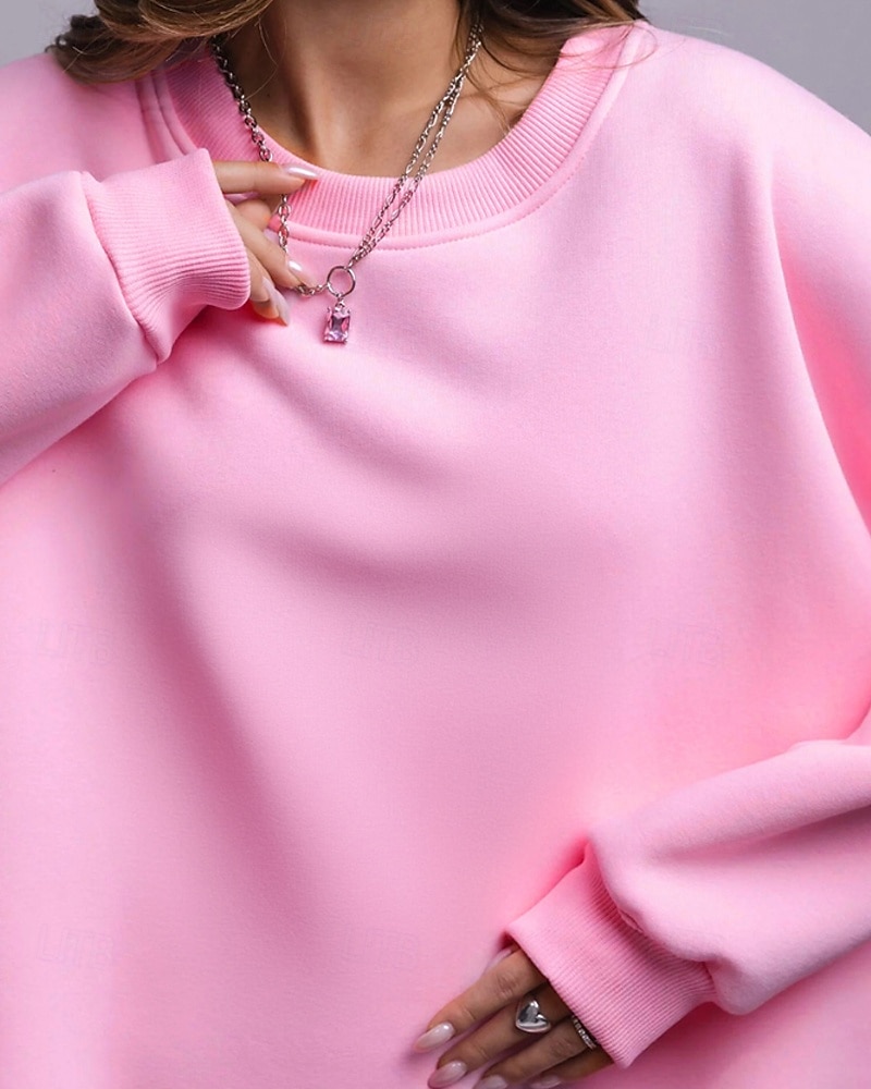 Dámské Svetrová mikina Mikiny Bez vzoru Šik ven Na běžné nošení Dlouhý rukáv Tričkový Běžné topy ulice Dovolená Jdeme ven Bílá Světlá růžová Světle šedá Podzim Zima 2026 - $51.99 –P13