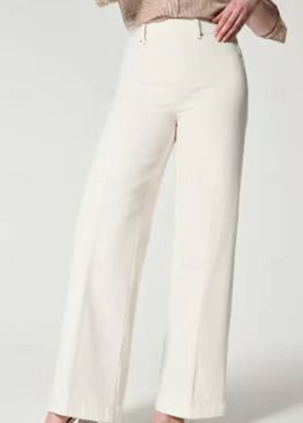 Femmes Jambe large Slacks Occasionnel Doux Longueur mollet Naturel Uni in in france they say Pontalon wide leg Confortable Rue Week-end Noir Blanche Bleu Printemps Automne Coupe Ample de 2025 ? $27.99 –P3