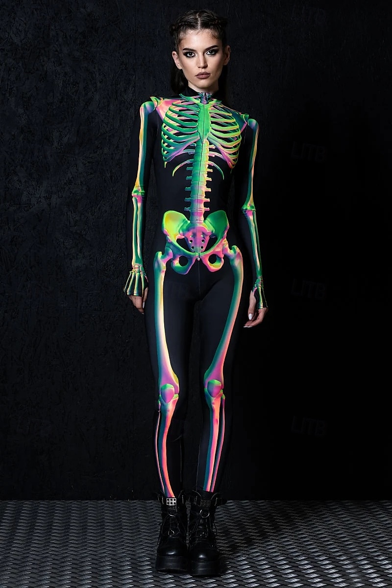 koponya csontváz test halloween csoportos páros jelmezek teljes testes macskaruha ijesztő jelmez férfi női fiú gyermek felnőttek előadás buli klub halloween karnevál halottak napja könnyű 2025 - $29.99 –P7