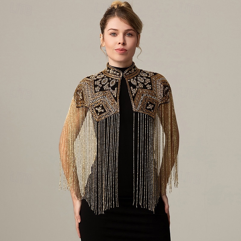 Retro Vintage Goldene Zwanziger 1920er Umhang Schals Der große Gatsby Flapper-Mädchen Pailletten Fransen Damen Weihnachten Halloween Karneval Hochzeit Abendgesellschaft Maskerade Erwachsene 2025 - $63.99 –P4
