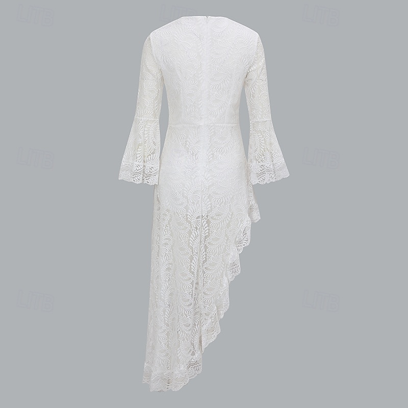 Pentru femei Rochii Midi Rochie de dantela Rochie de epoca Modă Modern În aer liber Vacanță Concediu Fit regulat Simplu Manșon Lung În V Alb Vară 2025 - $34.99 –P5