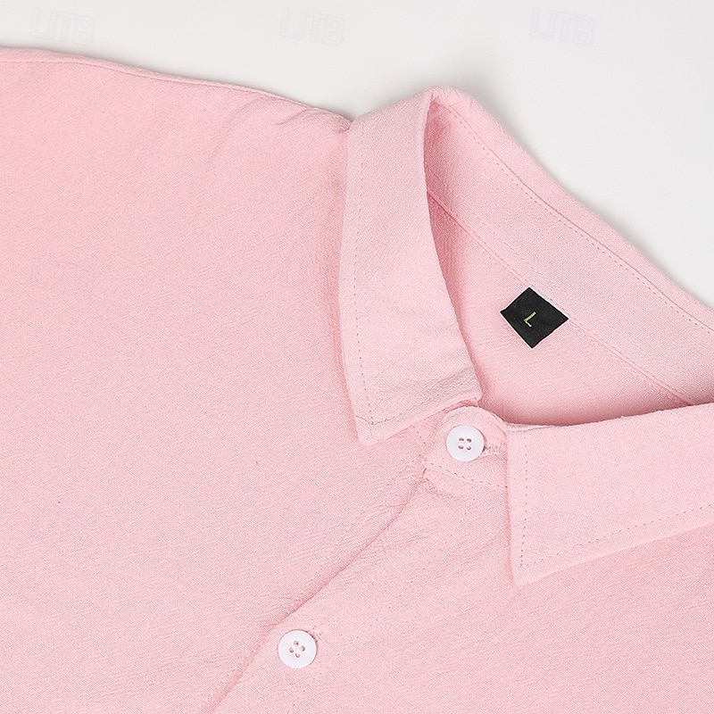 Per uomo Camicia Camicia di lino Camicia Estiva Camicia da Spiaggia Camicia con Bottoni Tartaruga Vacanza Ferie Nero Bianco Rosa Blu Manica Corta Collo ripiegato Estate Abbigliamento del 2025 a $21.99 –P6