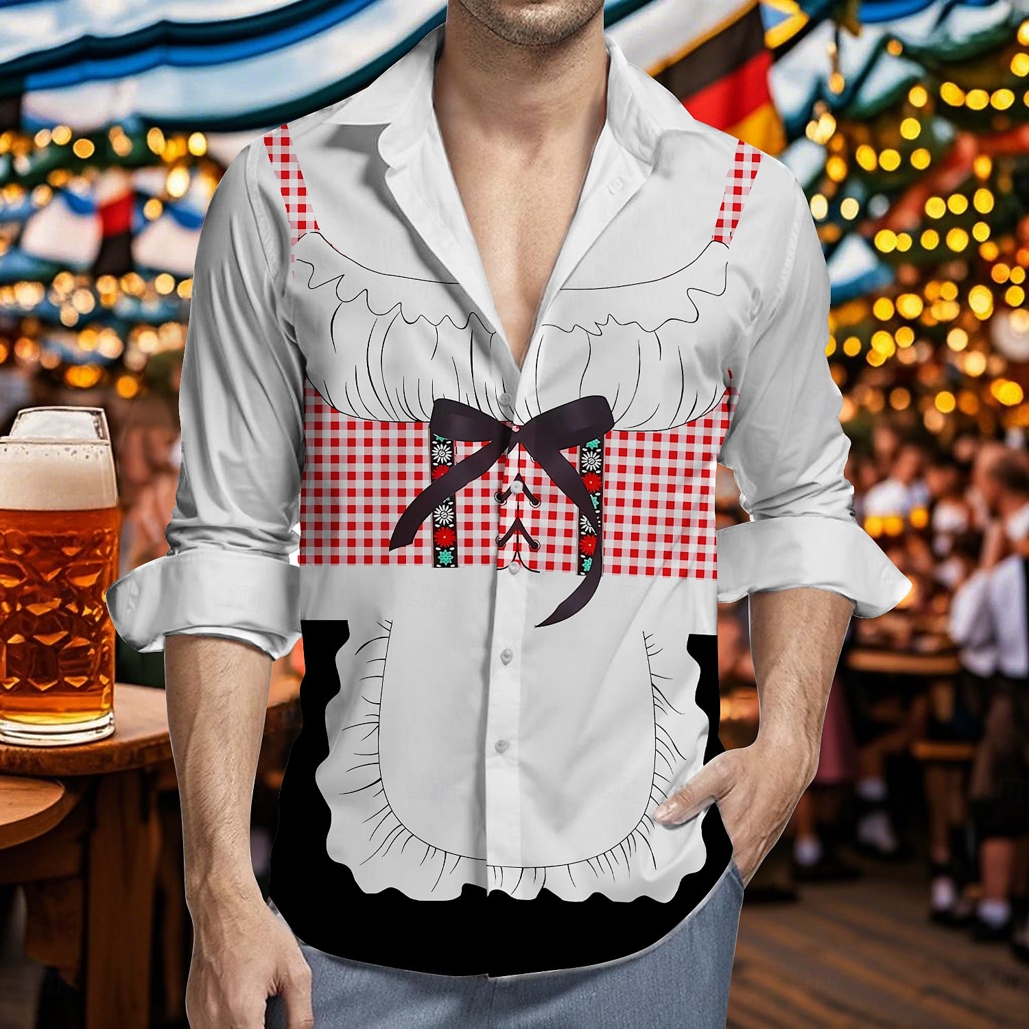 Oktoberfest Öl Dirndl-tryck Hawaii skjortor Aloha skjorta Bayersk München Tyska Grafisk Till Herr Vuxna Karnival Oktoberfest öl 3D-utskrift Semester Fest 2025 - $23.99 –P1