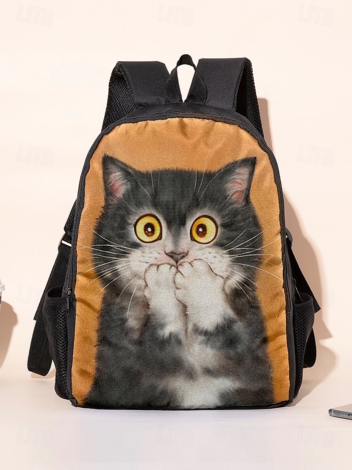 Barnryggsäck med söt kattungetryck och dubbelskiktsdesign från Kayomi Harai - stor skolväska för grundskolan, dagligt bruk och utomhusaktiviteter 2025 - $19.99 –P3