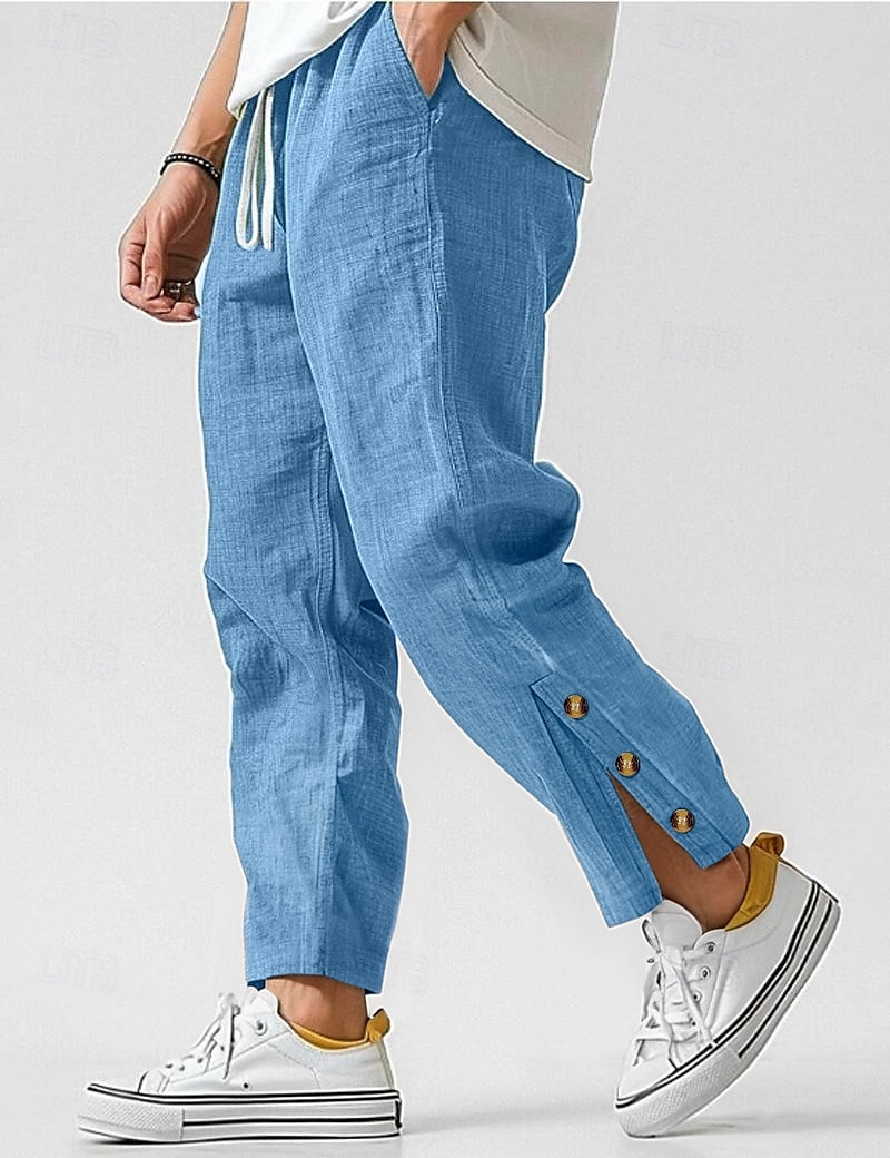 Homens Calças de linho Calças Calça verão Calças de praia Cintura elástica Com Cordão Tecido Conforto Respirável Mimolet Ao ar livre Casual Diário Férias Moda Branco Verde Tropa Sem Elasticidade de 2025 por $23.99 –P5