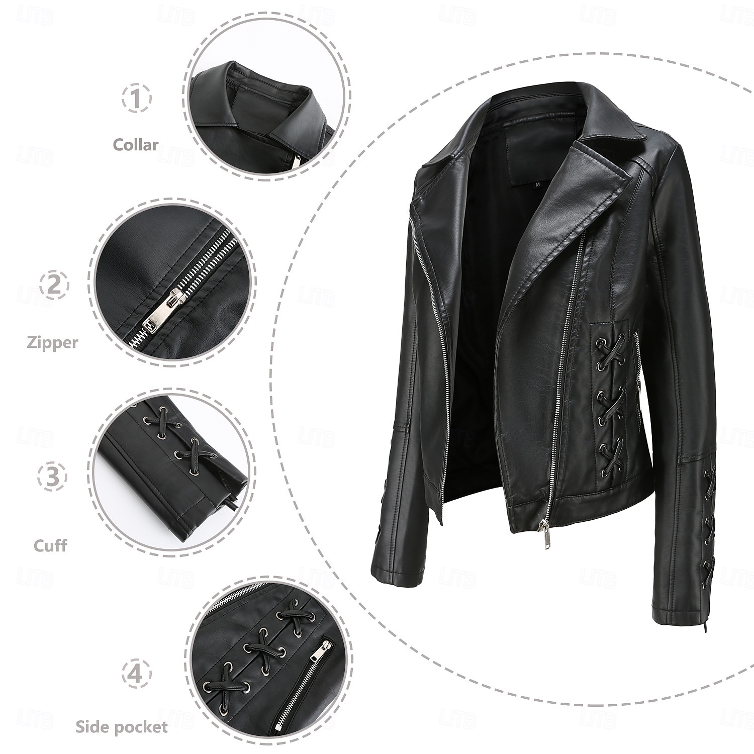 Women's Faux Leather Jacket Comfortable Full Zip Fashion Street Style Plain Outdoor Casual Daily Regular Turndown Regular Fit Long Sleeve Outerwear Black Red Green Spring Fall 2025 - $43.99 –P8