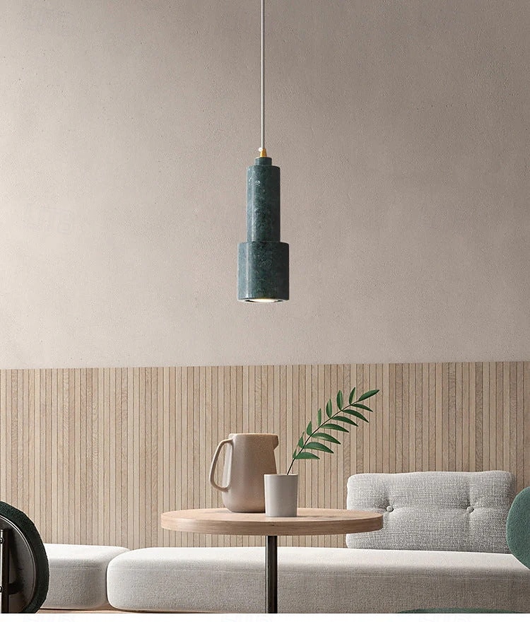 Lampada a sospensione cilindrica in pietra naturale, altezza 26 cm, luce bianca calda/bianca, GU10, lavello isola cucina nero verde bianco dimmerabile, per sala da pranzo camera da letto bar del 2025 a $177.99 –P6