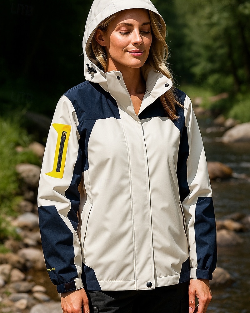 Dame Softshell jakke Turjakke Hardshell jakke Utendørs Vanntett Vindtett Lettvekt Turantrekk Turklær Vår Høst Topper Camping / fotturer / grotting Løp Lapper Mørkegrå Hvit Rosa 2026 - $35.99 –P3