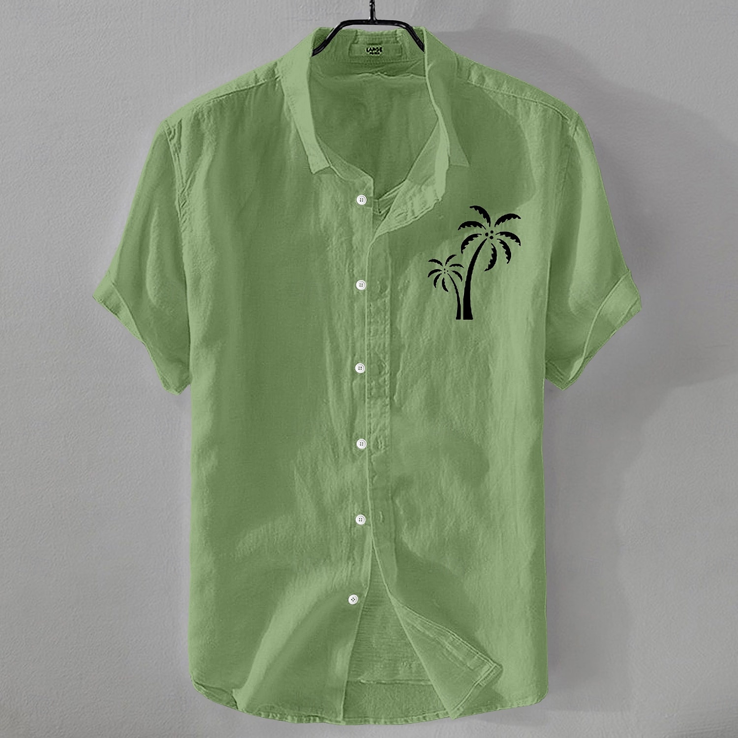 Men's Shirt Linen Shirt Summer Shirt Beach Shirt Button Up Shirt Coconut Tree Vacation Casual Black White Light Green Pink Short Sleeve Turndown Summer Clothing Apparel 2025 - $21.99 –P8