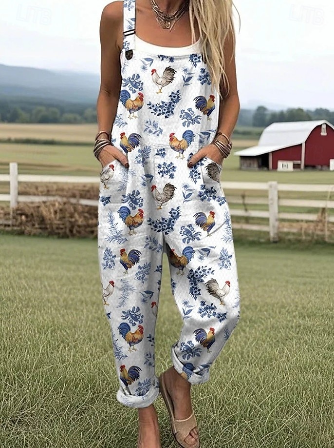 Women's Romper Active Graphic Sleeveless Buttons Vacation Street Loose Fit White Yellow Pink Summer 2025 - $34.99 –P5