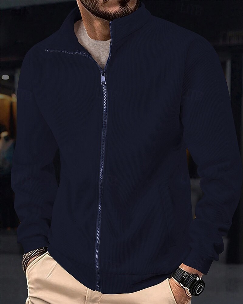 Per uomo Giacca Invernale Giacca in Pile Giacca Casual Vacanza Quotidiano Calore Termico Tasca Pile Autunno Inverno Semplice Moda Streetwear Collo alla coreana Regolare Aalbicocca Nero Blu marino del 2025 a $32.99 –P12