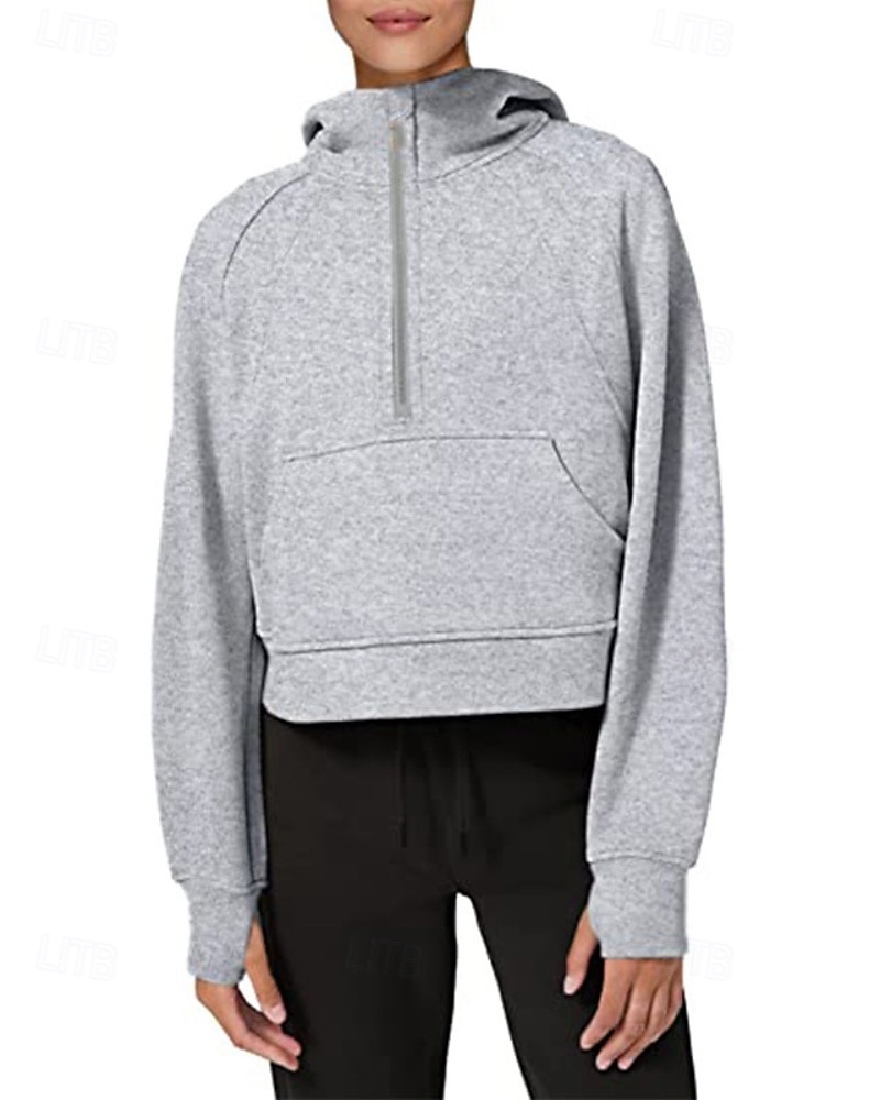 Women's Pullover Hoodie Sweatshirt Plain Streetwear Casual Long Sleeve Hooded Regular Tops Street Holiday Zipper Light Pink Black Pink Red Navy Blue Winter 2025 - $25.99 –P3