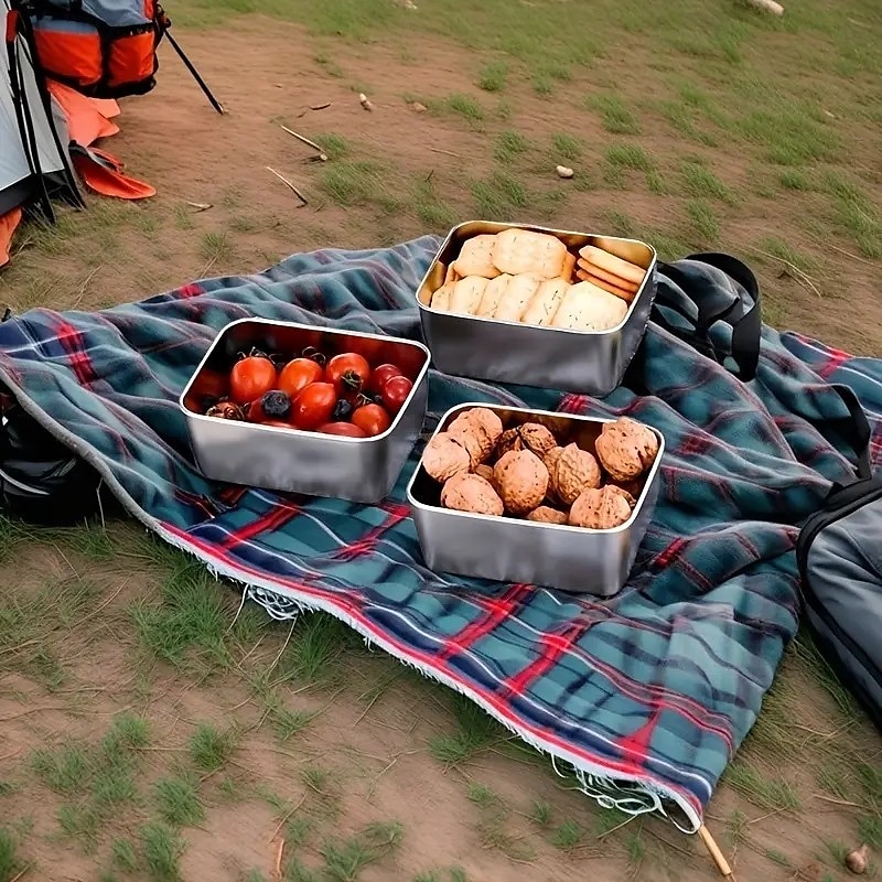 Contenitori per alimenti in acciaio inossidabile da 7 pezzi con coperchi a scatto, scatole per la preparazione dei pasti impilabili a prova di perdite per campeggio, picnic, casa, ufficio e pranzo a del 2025 a $7.99 –P6