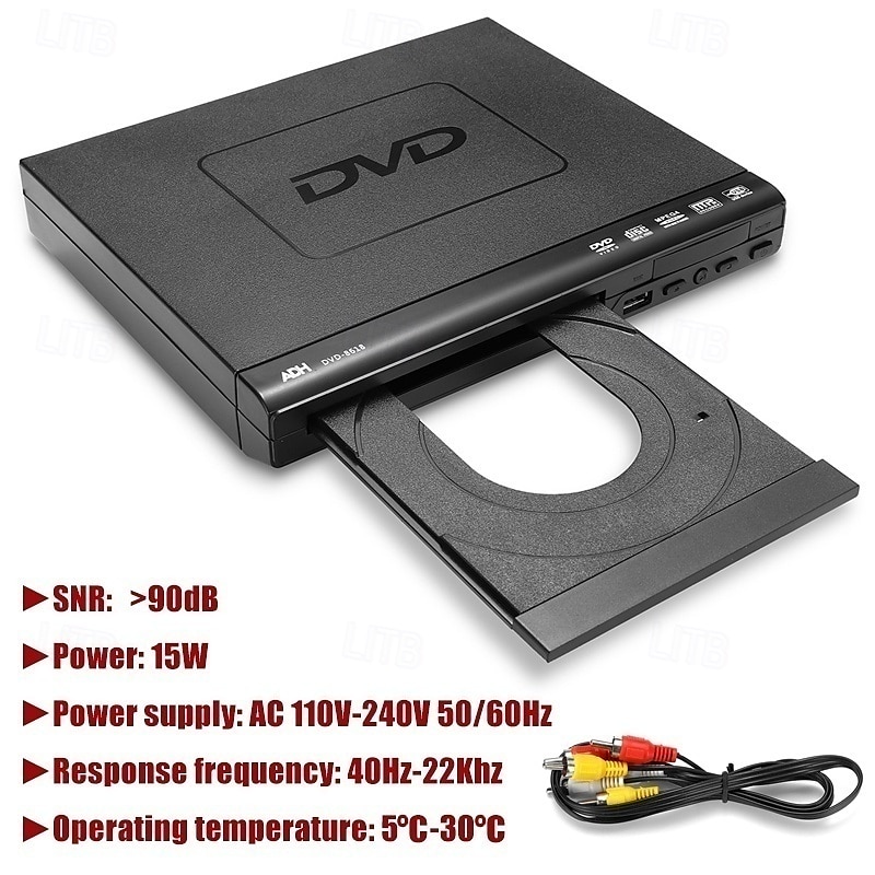 15 Вт 1080p DVD-плеер с несколькими режимами воспроизведения, пульт дистанционного управления, многоугольный просмотр, USB-порт 2025 - $35.99 –P5
