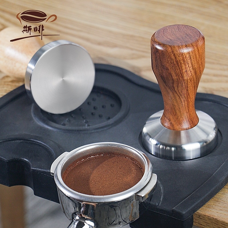 Kaffestamper med håndtak i svart valnøtt eller eik, espressofordeler i rustfritt stål i 304 og tampere for barista, tilbehør til kaffemaskin 2025 - $21.99 –P1