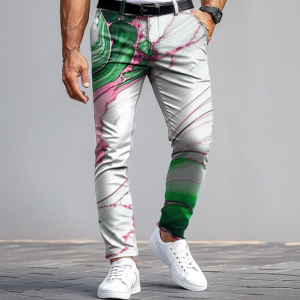 Bărbați Costume Pantaloni Pantaloni de costum Pantaloni slim fit cu buzunare Geometric Marmură Artă abstractă Lungime totală În aer liber Zilnic Concediu Casual Roșu Vin Albastru piscină Micro-elastic 2026 - $29.99 –P5