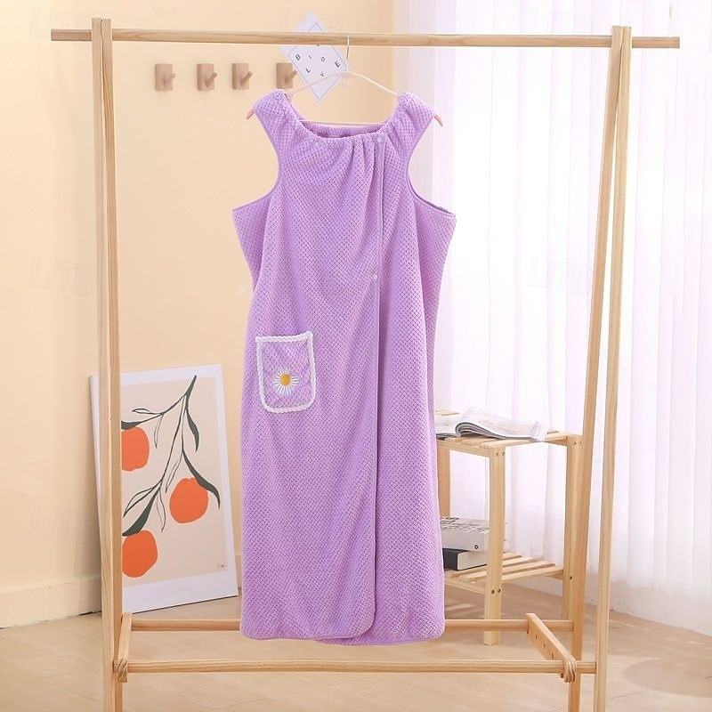 Asciugamano da bagno in pile di corallo, ad asciugatura rapida, assorbente, indossabile, gonna da doccia per donna, morbido, spesso, ad asciugatura rapida, accappatoio per la casa, pigiama del 2025 a $11.99 –P7