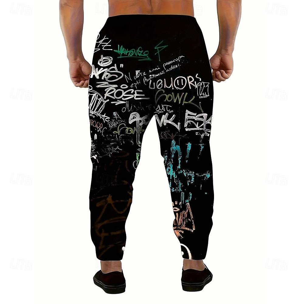 Męskie Kolorowy Graffiti Spodnie dresowe Uprawiający jogging Spodnie Średni Talia Elastyczna talia ze sznurkiem Codzienny Jogging Streetwear Ćwiczyć Spodnie dresowe sportowe z kieszeniami Wiosna 2026 - $24.99 –P2