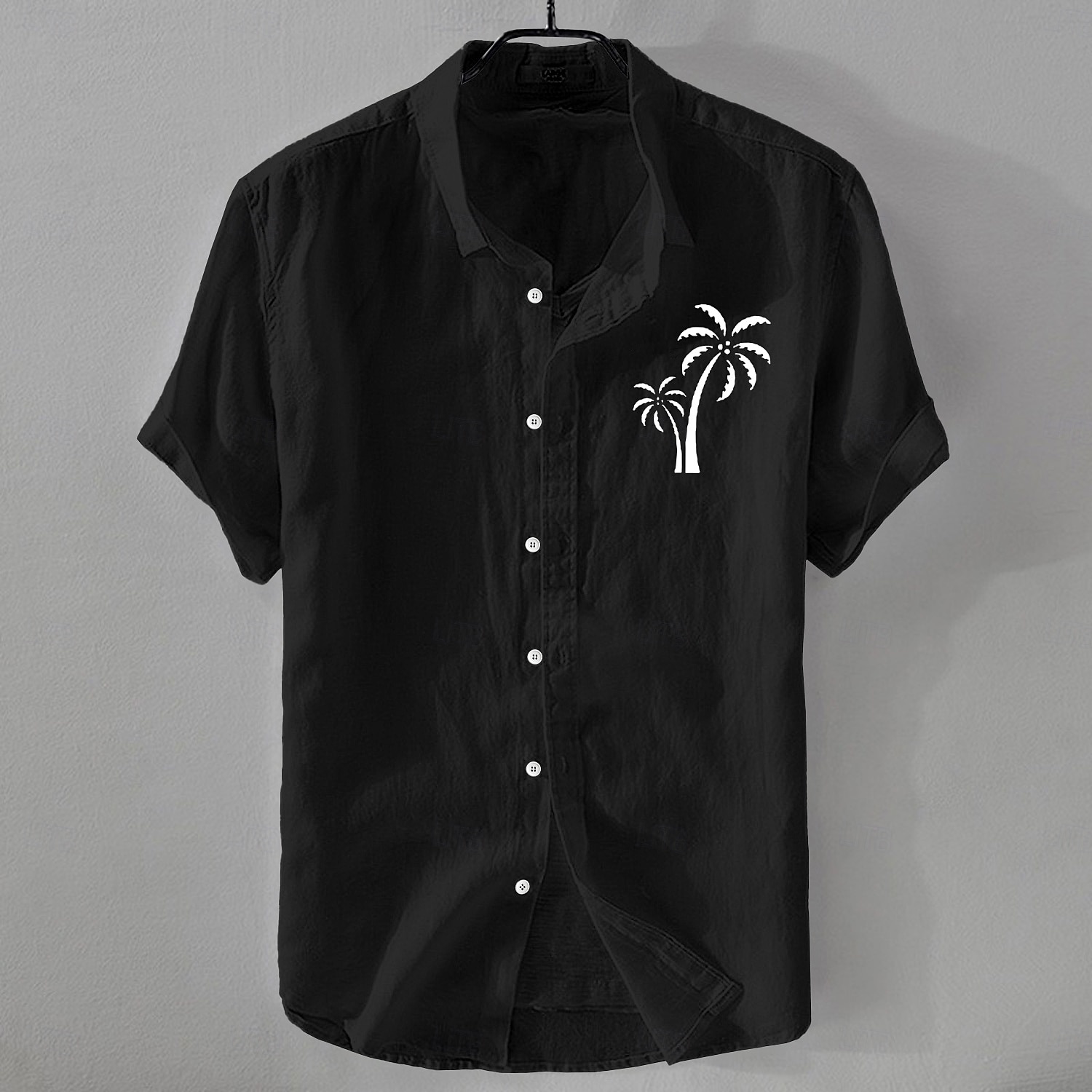 Men's Shirt Linen Shirt Summer Shirt Beach Shirt Button Up Shirt Coconut Tree Vacation Casual Black White Light Green Pink Short Sleeve Turndown Summer Clothing Apparel 2025 - $21.99 –P10