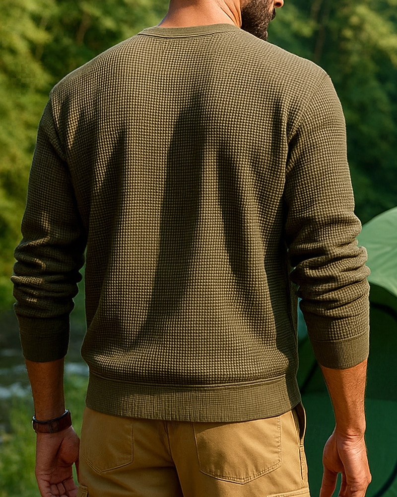 Bărbați Hanorac Henley Manșon Lung Stil Nautic Topuri În aer liber Respirabil Poliester Cafea Tenis A face exerciţii fizice Alergat 2025 - $25.99 –P2