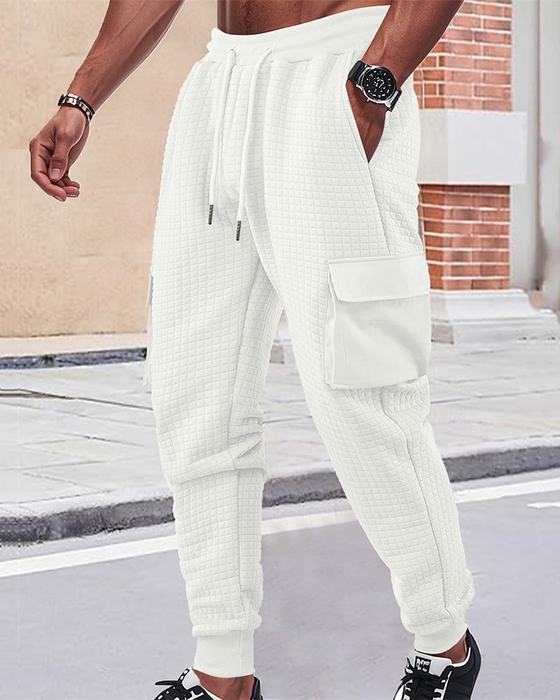 Men's Cargo Sweatpants Sweatpants Joggers Trousers Waffle Pants Drawstring Elastic Waist Multi Pocket Plain Comfort Daily Sports Outdoor Fashion Casual Wine Khaki Micro-elastic 2026 - $21.99 –P13