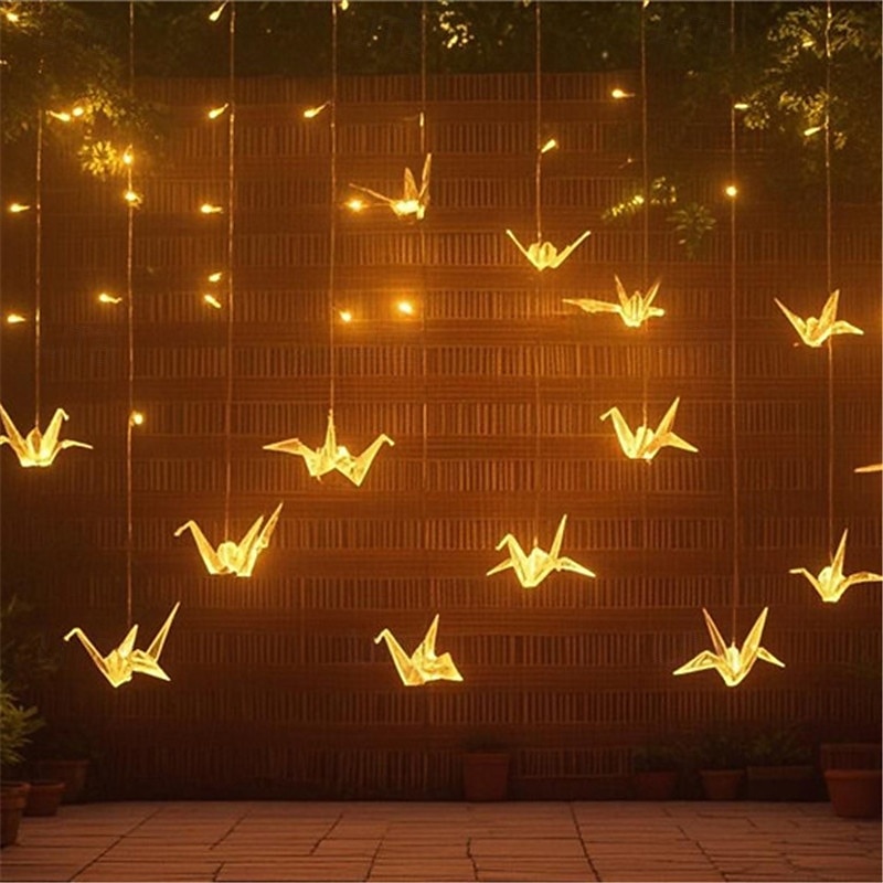 Luces de cadena de hadas 3.5M 96LED coloridas mil grullas de origami luces de cortina LED para boda decoración de habitación fiesta patio destellos luces de cadena de vacaciones enchufe EU US AU UK 2026 - $50.99 –P1