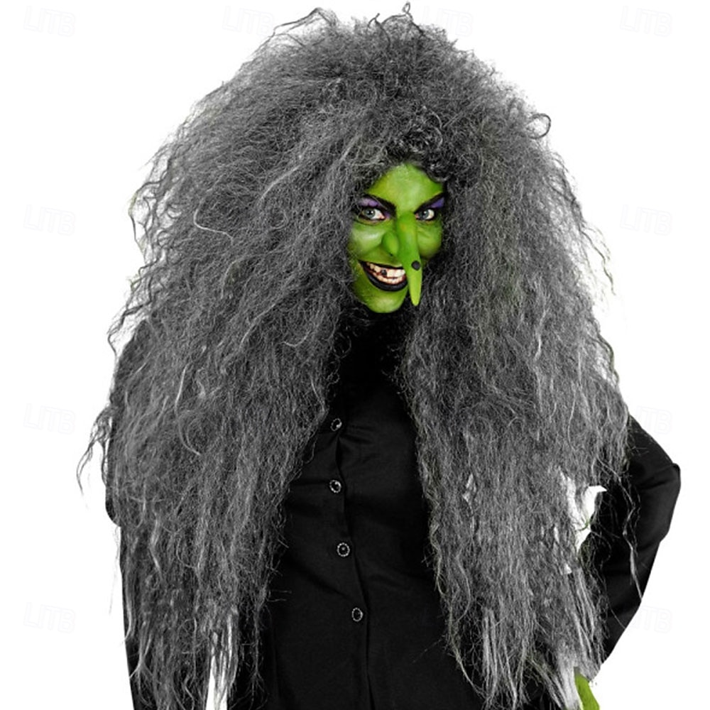 graue Wildhexenperücke – Hexenhaar für Halloween, Cosplay, Kostümpartys, Rollenspiele und Fantasy-Events 2025 - $26.99 –P1