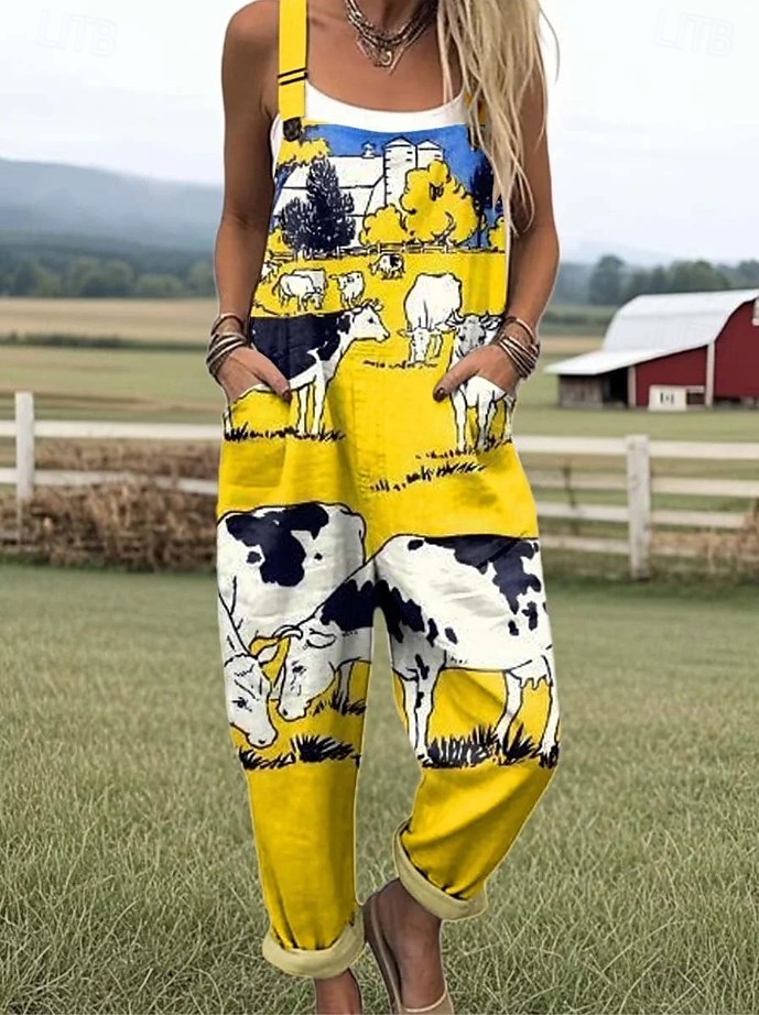 Women's Romper Active Graphic Sleeveless Buttons Vacation Street Loose Fit White Yellow Pink Summer 2025 - $34.99 –P4