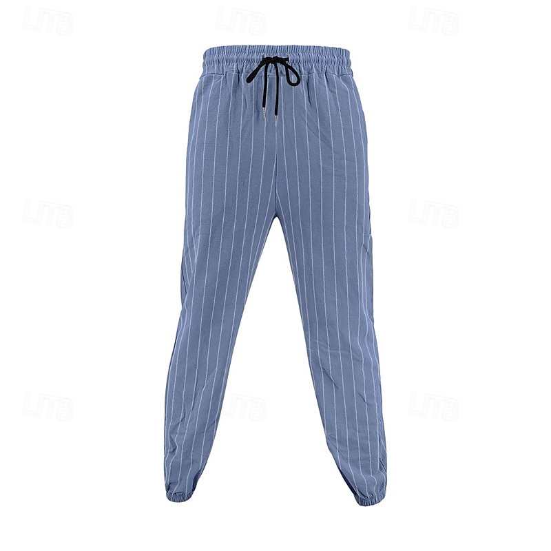 Hombre Pantalones de lino y algodón Pantalones deportivos Pantalones de Deporte Persona que practica jogging Pantalones Bolsillo Cintura elástica Correa A Rayas Comodidad Deporte Diario Moda Casual 2025 - $23.99 –P5