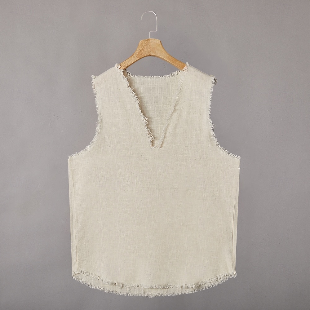 رجالي قميص كتان كنزة سترة قميص داخلي بدون كم V رقبة الصيف سهل موضة بوهيميان كلاسيكي شارع فضفاض الرياضة البيج تي شيرت للرجال 2026 - $14.99 –P4