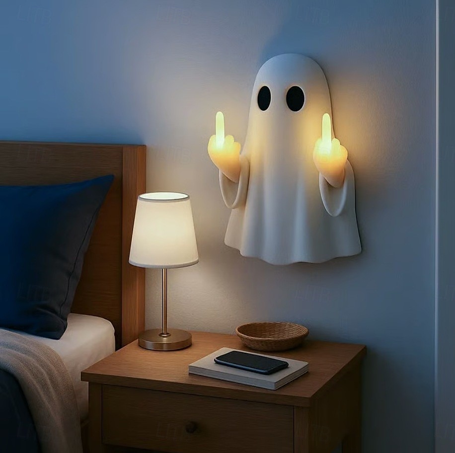 1 pz Halloween fantasma dito medio luce notturna luminosa veranda camera da letto balcone atmosfera decorazione luce pendente del 2025 a $21.99 –P1
