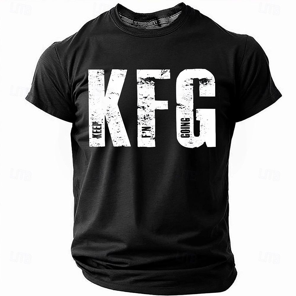 KFG Keep F'n Going חולצת טי גברית קצרה עם גרפיקה מוטיבציונית 2025 - $17.99 –P1