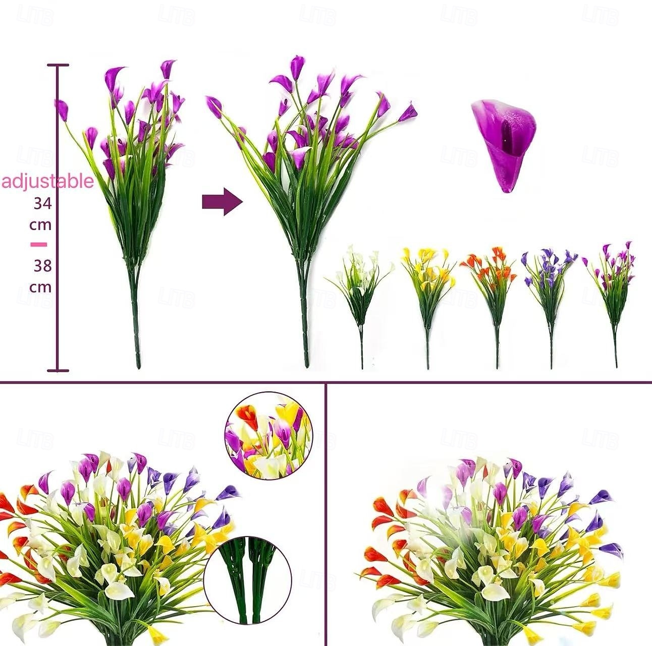 Confezione da 20 gigli artificiali Kara da esterno, fiori finti in plastica con protezione UV per giardino, veranda, cortile, ufficio, cornice di finestre, scrivania e decorazione per la casa – del 2025 a $27.99 –P8