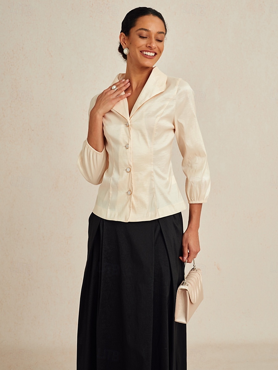 Femmes Chemisier Hauts Élégants Hauts de soirée Élégant Travail Col en V Travail robe demoiselle d honneur Tenue d'Affaire Beige Printemps Automne Hiver de 2026 ? $95.99 –P2