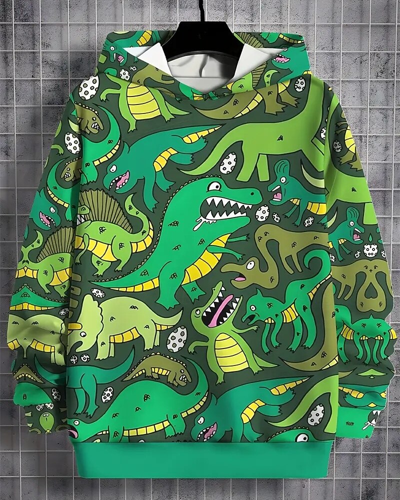 Pojkar 3D Dinosaurie Huvtröja Långärmad Vår Höst Mode Streetwear Barn 4-12 år Huva Utomhus Ledigt Dagligen Normal 2025 - $18.99 –P1