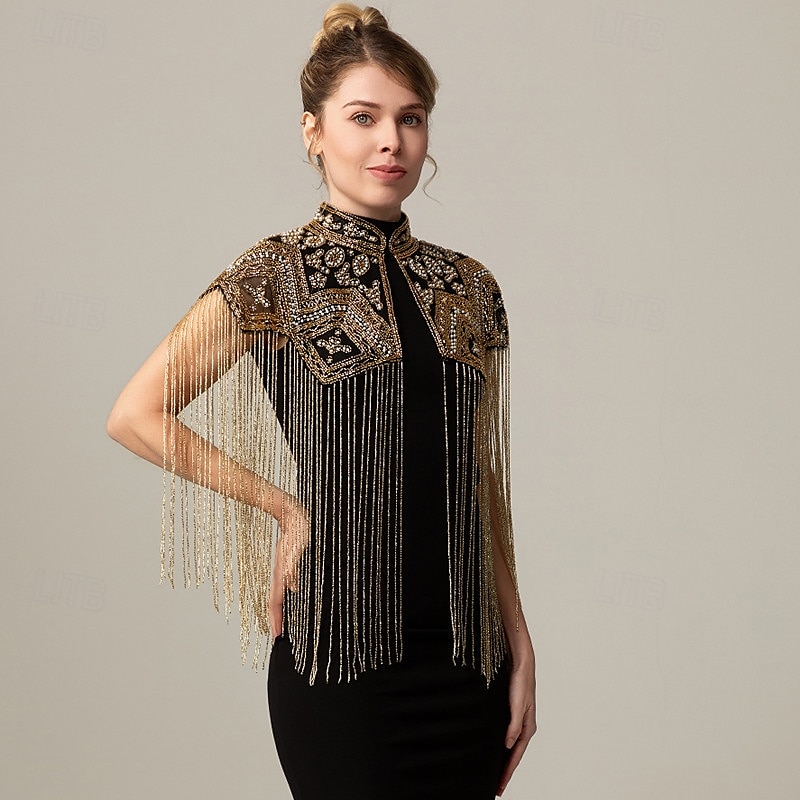 Retro Vintage Goldene Zwanziger 1920er Umhang Schals Der große Gatsby Flapper-Mädchen Pailletten Fransen Damen Weihnachten Halloween Karneval Hochzeit Abendgesellschaft Maskerade Erwachsene 2025 - $63.99 –P5