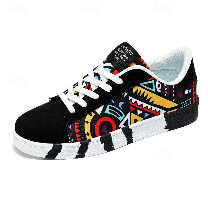 Men's Sneakers Walking Casual PU Leather Canvas Comfortable Slip Resistant Breathable Lace-up Black White Red Summer Spring 2025 - $32.99 –P2