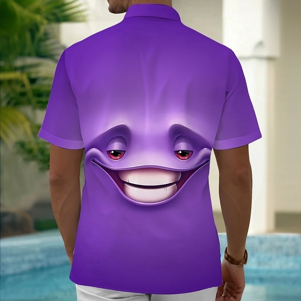 Voor heren Tekenfilm Grappig Lach gezicht Overhemd Zomer overhemd Overhemd met knopen Korte mouw Mode-casual Buiten Vakantie Dagelijks gebruik Zomer Lente Strijkijzer 3D-afdrukken shirts met kraag 2025 - $23.99 –P2