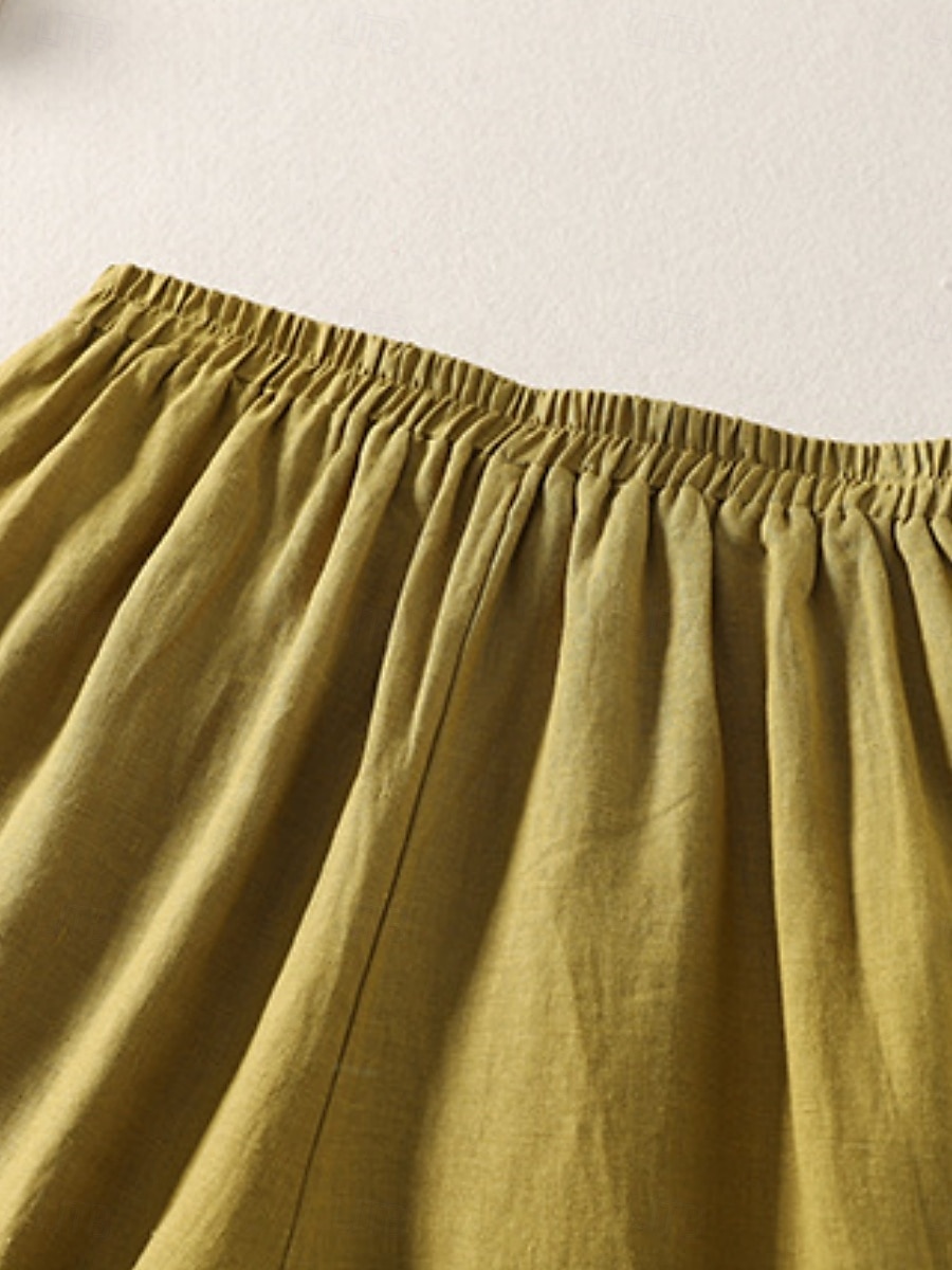 Mulheres Calças de linho de algodão chinês Estilo Étnico Básico Casual Comprimento total Cintura Alta Tecido Bolsos Com Cordão Conforto Exterior Com Stretch Férias Rua Diário Preto Branco fúcsia de 2025 por $39.99 –P14