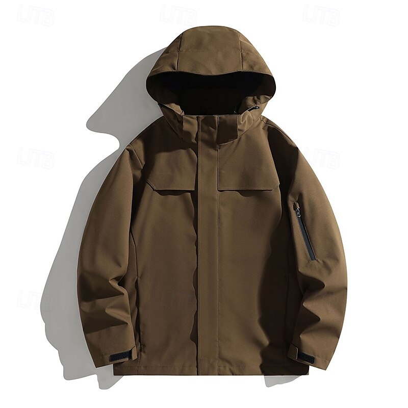 Herren Windjacke Wanderjacke Hardshelljacke Außen Wasserdicht Winddicht Wanderoutfits Wanderbekleidung Frühling Herbst Oberteil Camping / Wandern / Höhlenforschung Laufen Einfarbig Schwarz Armeegrün 2025 - $49.99 –P6